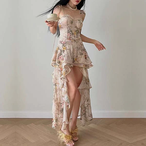Bailey Floral Hi-Lo Ruffles Maxi Dress - Image 3