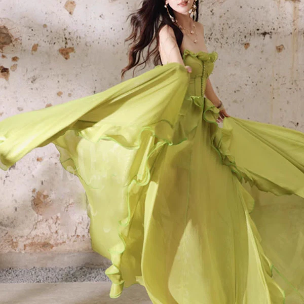 Belinda Enchanted Meadow Strapless Ruffled Evening Dress - Image 5
