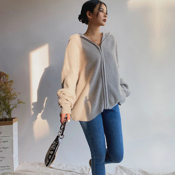 Belinda Ribbed Style Hoodie Sweater - Image 5