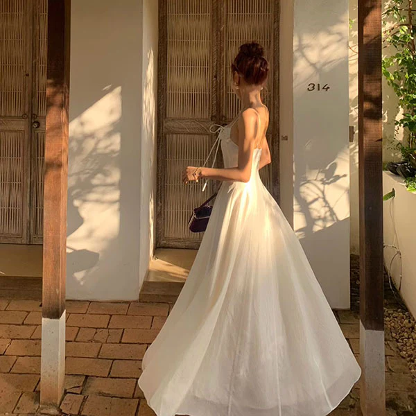 Calista White Flowy Elegance Maxi Dress - Image 2