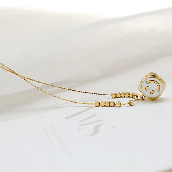 Callie Smiley Pearl Pendant Gold Necklace - Image 6