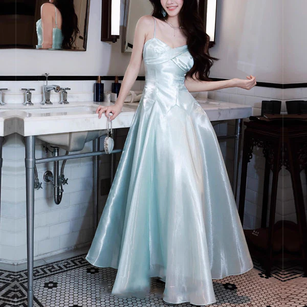 Camilie Ethereal Shimmering Mint Evening Dress - Image 4