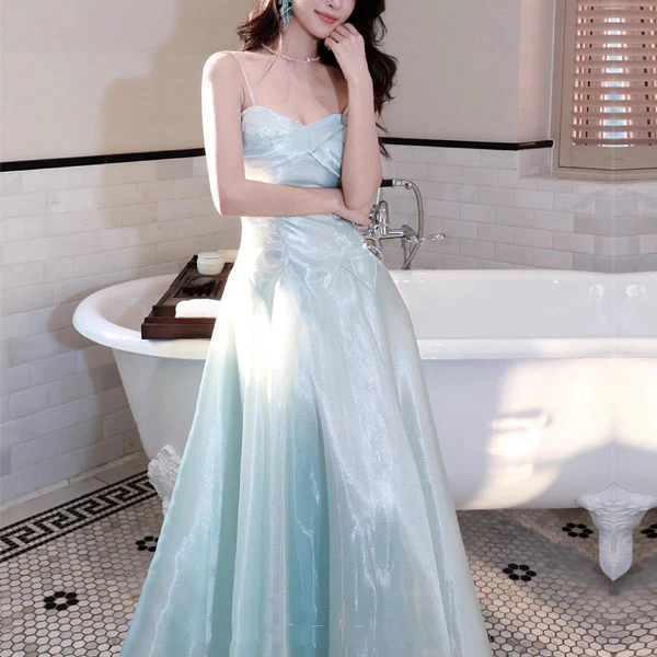 Camilie Ethereal Shimmering Mint Evening Dress - Image 5