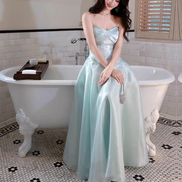Camilie Ethereal Shimmering Mint Evening Dress - Image 6
