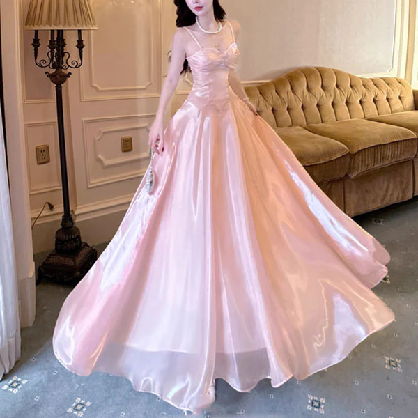 Camilie Ethereal Shimmering Pink Evening Dress - Image 2