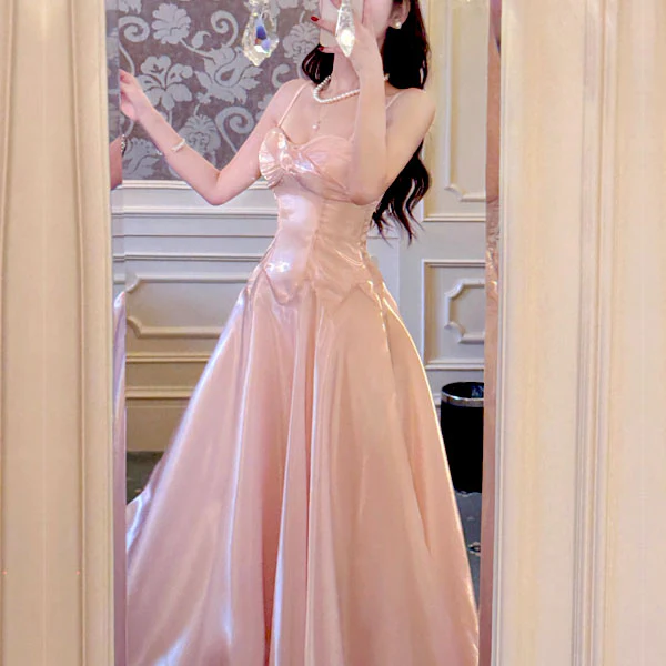 Camilie Ethereal Shimmering Pink Evening Dress - Image 3