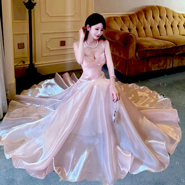Camilie Ethereal Shimmering Pink Evening Dress - Image 5