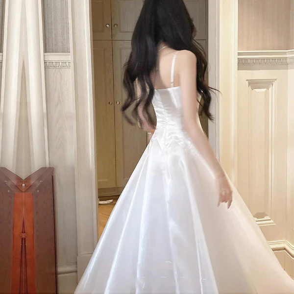 Camilie Ethereal Shimmering White Evening Dress - Image 2