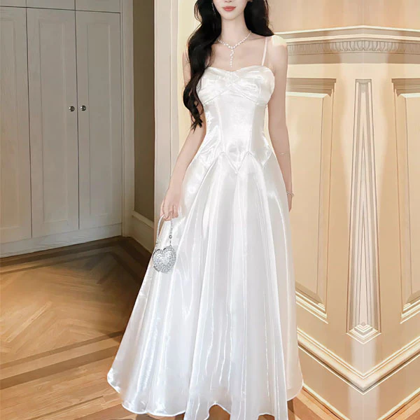 Camilie Ethereal Shimmering White Evening Dress - Image 5