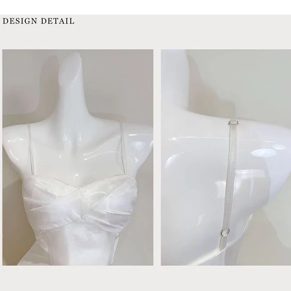 Camilie Ethereal Shimmering White Evening Dress - Image 9