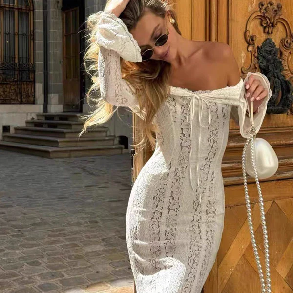 Carina Elegance Ivory Lace Mermaid Maxi Dress - Image 3