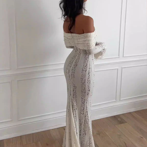 Carina Elegance Ivory Lace Mermaid Maxi Dress - Image 6