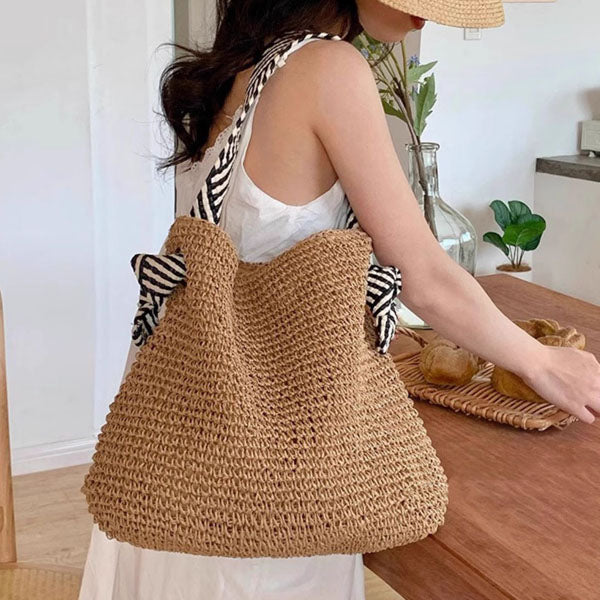 Caroline Rattan Straw Tote Bag - Image 3