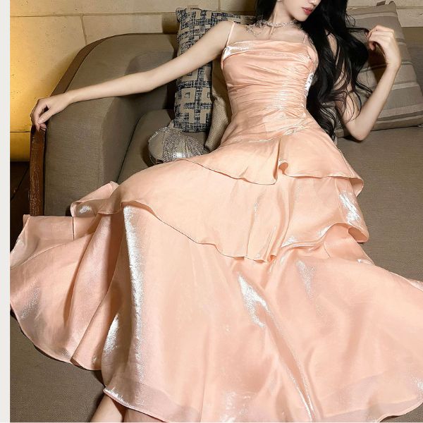 Carrisa Celestial Baby Pink Tiered Ruffles Maxi Dress - Image 2
