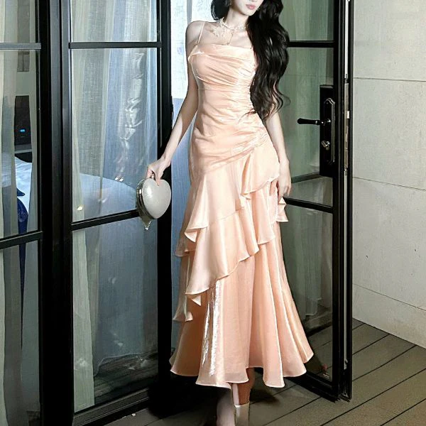 Carrisa Celestial Baby Pink Tiered Ruffles Maxi Dress - Image 6