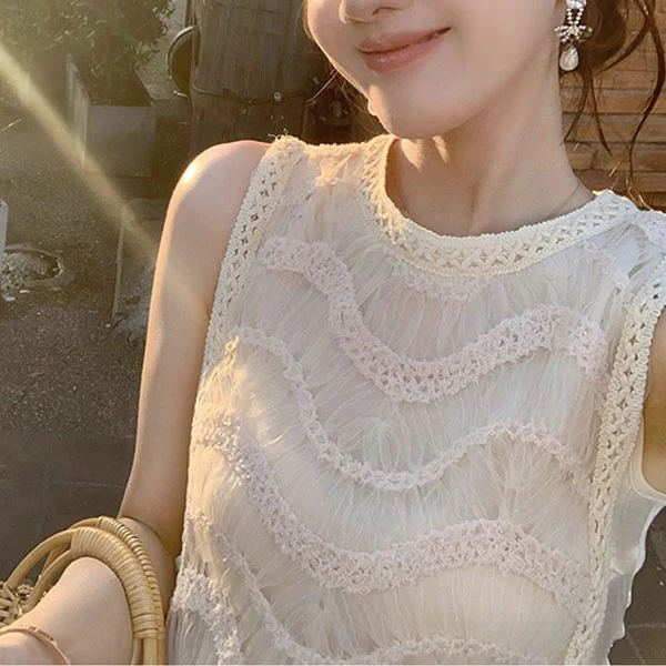 Catherina Elegant Ivory Knit Lace Maxi Dress - Image 6