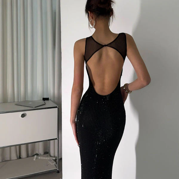 Celeste Luxe Sleeveless Bling Evening Dress - Image 17