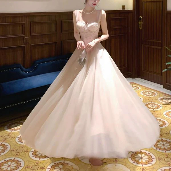Celestia Blush Tulle Romantic Vintage-Inspired Dress - Image 2