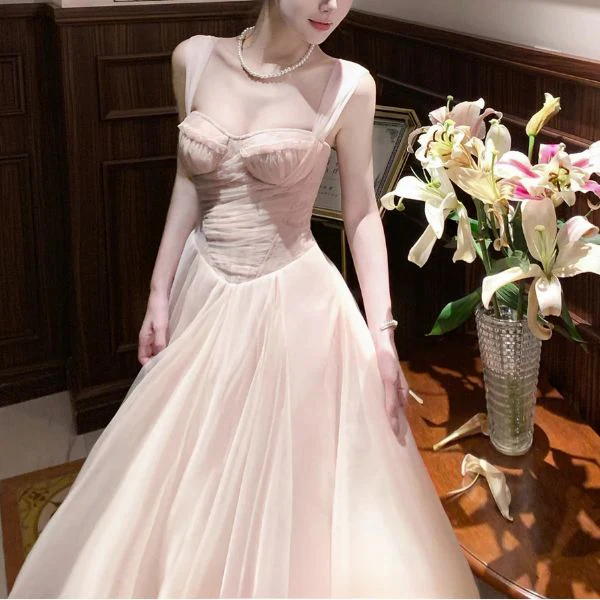 Celestia Blush Tulle Romantic Vintage-Inspired Dress - Image 3