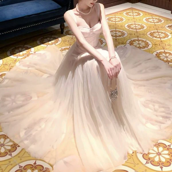 Celestia Blush Tulle Romantic Vintage-Inspired Dress - Image 5