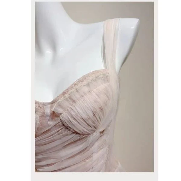 Celestia Blush Tulle Romantic Vintage-Inspired Dress - Image 9