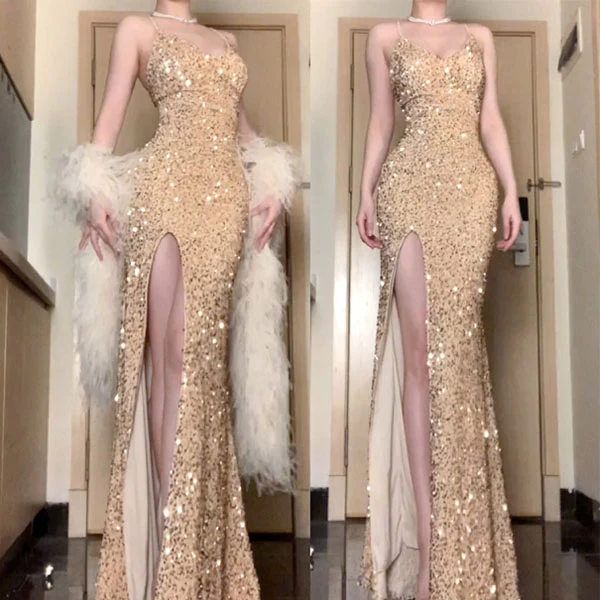Celestial Allure Iridescent Sequin Evening Dress - Image 10