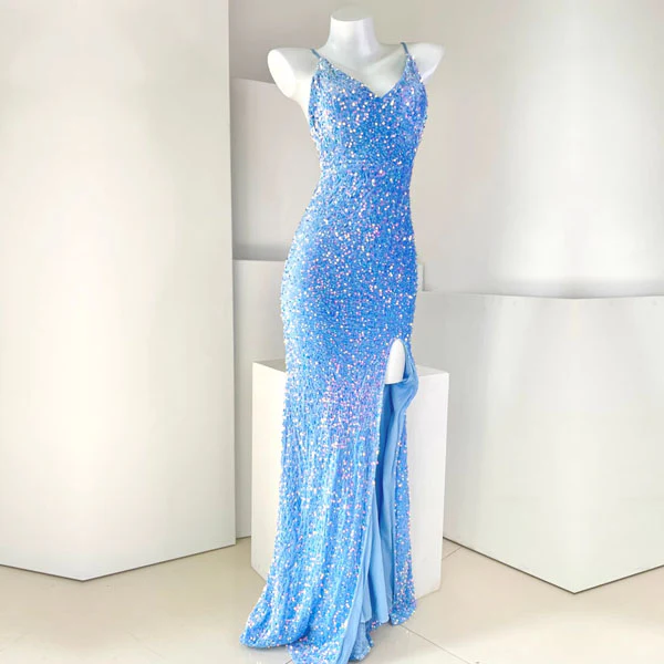 Celestial Allure Iridescent Sequin Evening Dress - Image 8