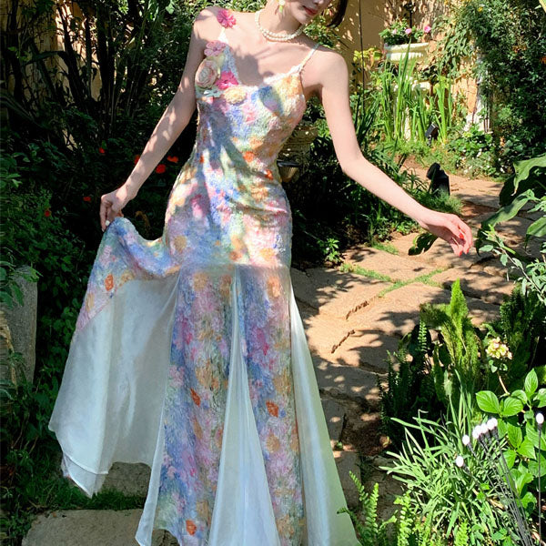 Chloe Romantic Garden Pastel Floral Dress - Image 3