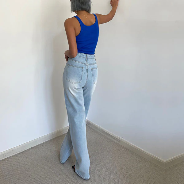 Chriselle Medium Wash Straight Leg High-Waisted Jeans - Image 3