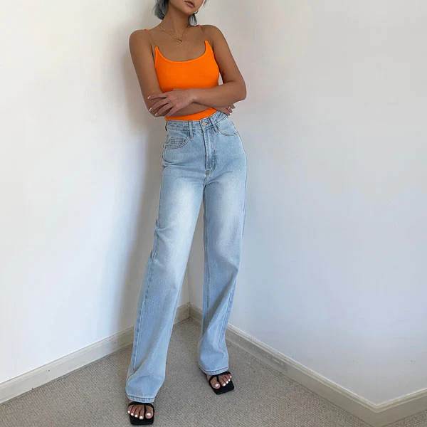 Chriselle Medium Wash Straight Leg High-Waisted Jeans - Image 5