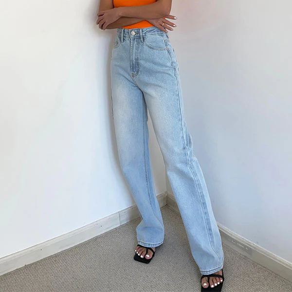 Chriselle Medium Wash Straight Leg High-Waisted Jeans - Image 6
