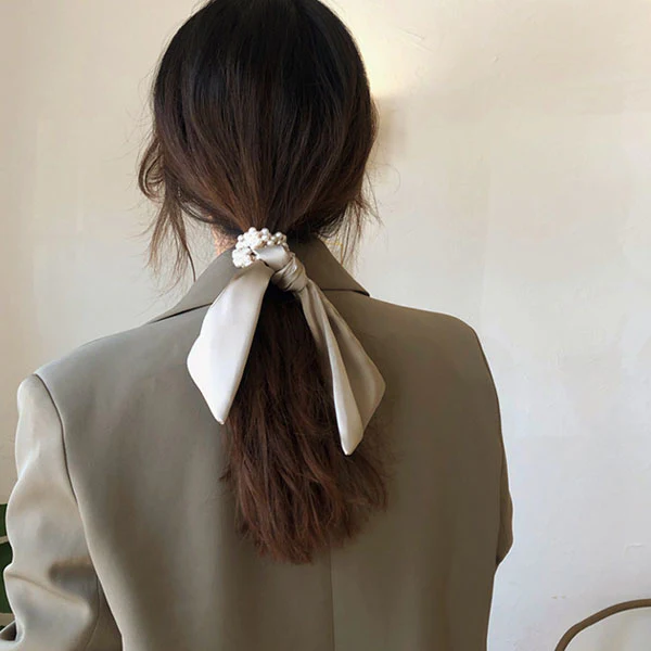 Chrissie Pearl Scarf Ponytail Holder - Image 2