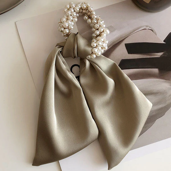 Chrissie Pearl Scarf Ponytail Holder - Image 3