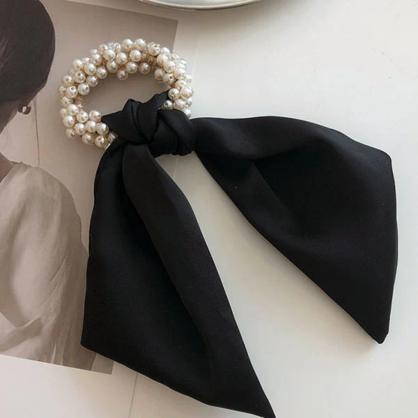 Chrissie Pearl Scarf Ponytail Holder - Image 4