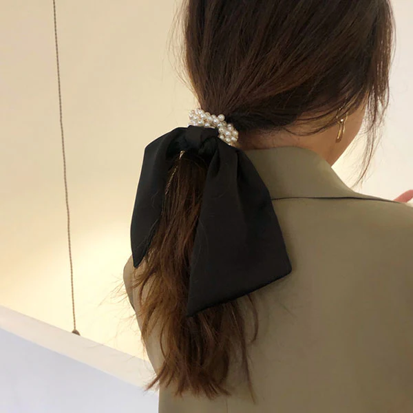Chrissie Pearl Scarf Ponytail Holder - Image 5