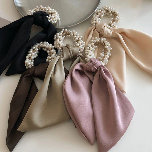 Chrissie Pearl Scarf Ponytail Holder - Image 6