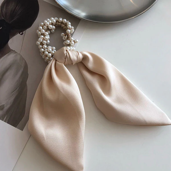Chrissie Pearl Scarf Ponytail Holder - Image 7