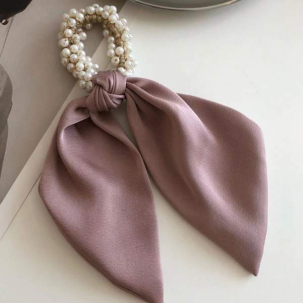 Chrissie Pearl Scarf Ponytail Holder - Image 8