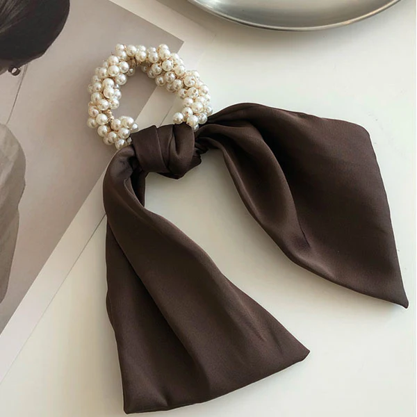 Chrissie Pearl Scarf Ponytail Holder - Image 9