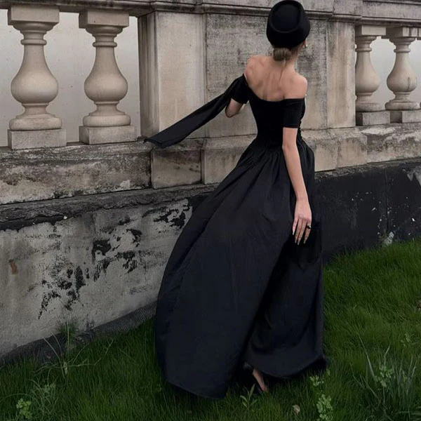 Clarisse Black Off-Shoulder Victorian Inspired Dress - Image 2