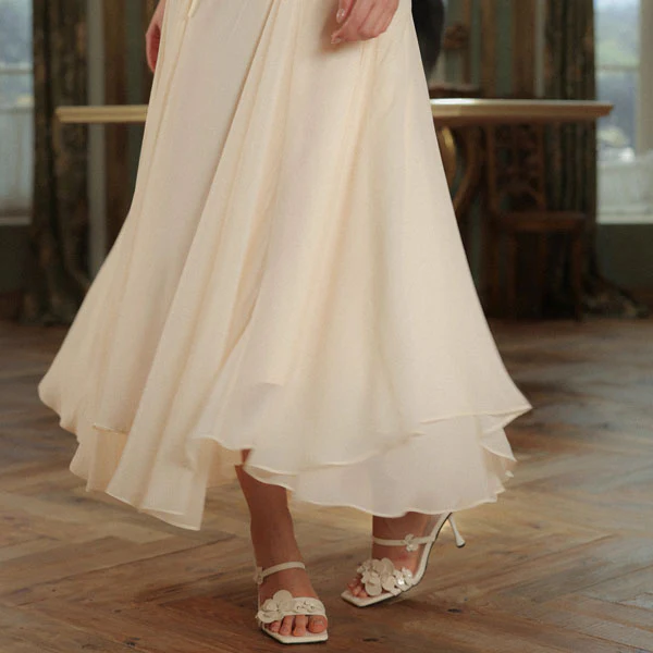 Claudia Elegant Romantic Flowy Midi Dress - Image 11