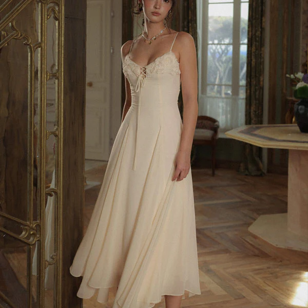 Claudia Elegant Romantic Flowy Midi Dress - Image 6