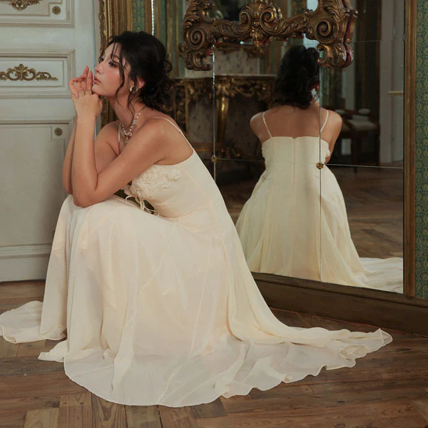 Claudia Elegant Romantic Flowy Midi Dress - Image 7