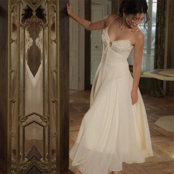 Claudia Elegant Romantic Flowy Midi Dress - Image 8