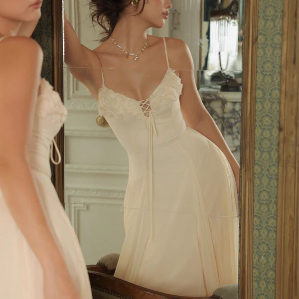 Claudia Elegant Romantic Flowy Midi Dress - Image 9