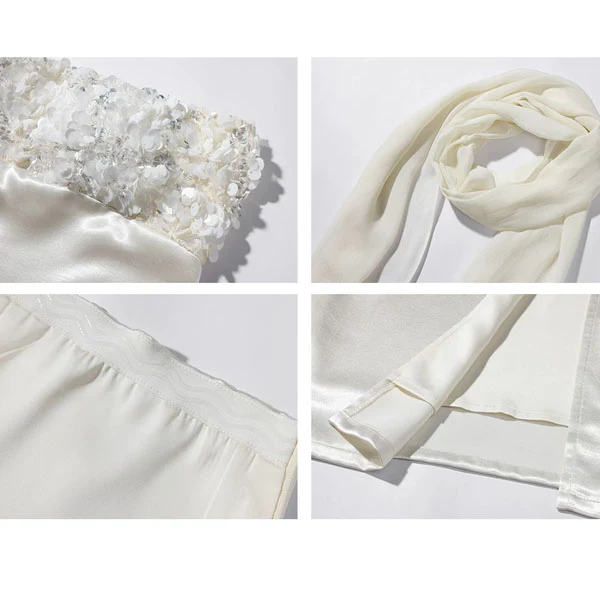Colette Embellished Strapless Satin Evening Dress with Scarf - Image 7