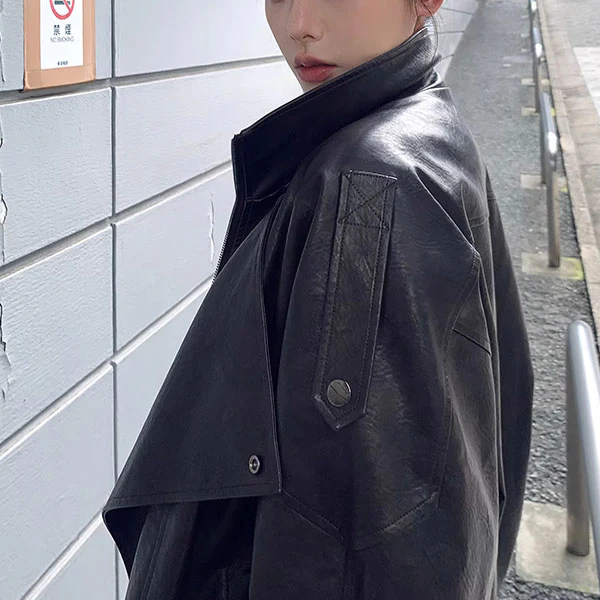 Collins Brown Street Style Oversize Leather Jacket - Image 8