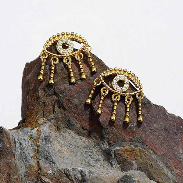 Liliana Evil Eye Tassel Earrings - Image 3