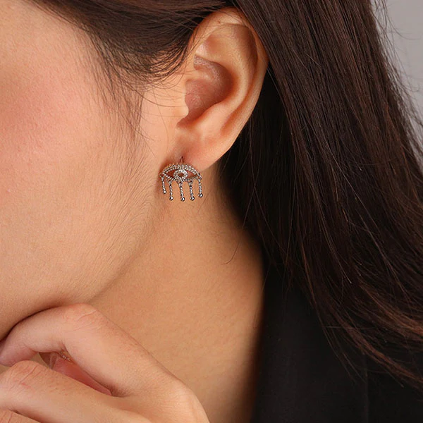 Liliana Evil Eye Tassel Earrings - Image 4