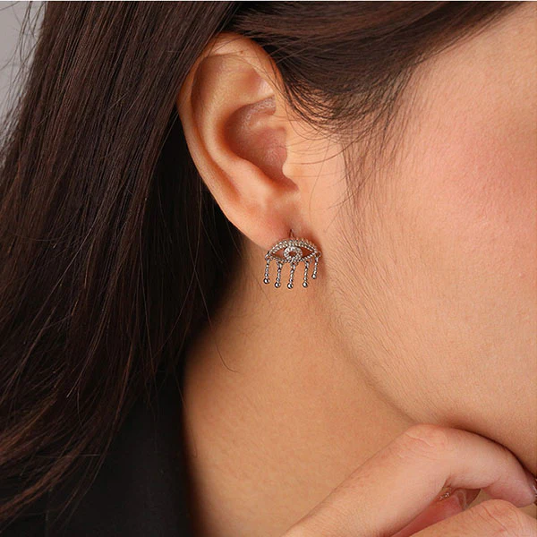 Liliana Evil Eye Tassel Earrings - Image 5